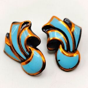Vintage Enamel Clip on Earrings